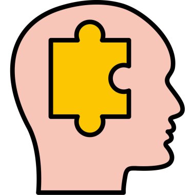 İnsan zihin simgesi renk ana hatları vektörü