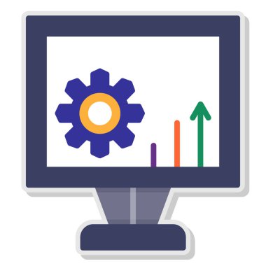 dişli dizüstü bilgisayar ve pasta grafiği vektör çizimi tasarımı