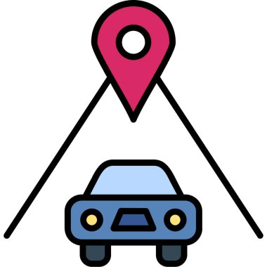 araba konumu konumu simgesi doldurulmuş dış hat biçimi