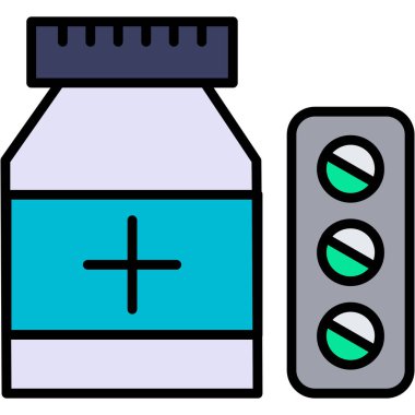 İlaç şişesi simgesi, basit vektör illüstrasyonu