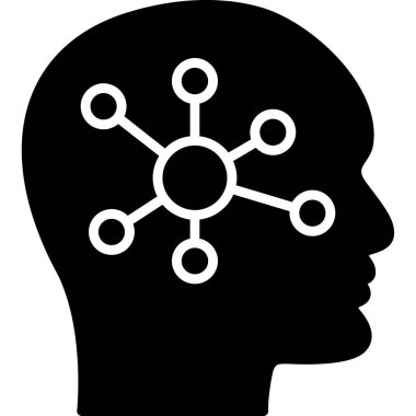 Beyin zihin ikonu. biçim düz grafik sembolü, siyah renk, açık gri arkaplan.