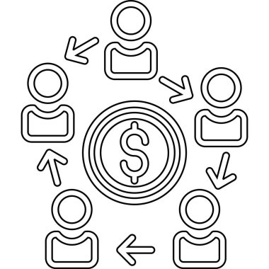 para yönetimi düz çizgi simgesi