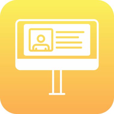 Ekran simgesi, vektör illüstrasyonlu bilgisayar monitörü
