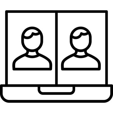 İş görüşmesi ikonu. Beyaz arkaplanda izole edilmiş web tasarımı için özet takım çalışması toplantı vektör simgesi