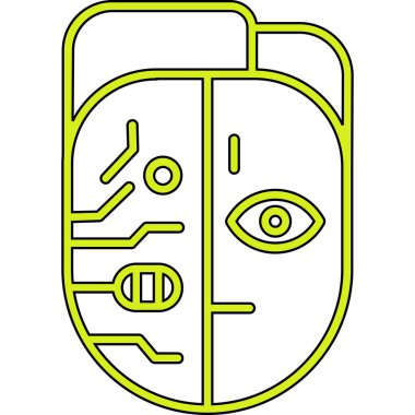 Siyah beyaz arka planı olan bir robotun vektör çizimi