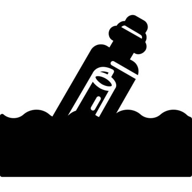 Siyah arkaplanı olan bir su şişesinin vektör çizimi