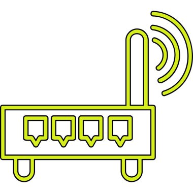 Yeşil ve sarı arkaplandaki Wi-Fi işaretinin vektör çizimi