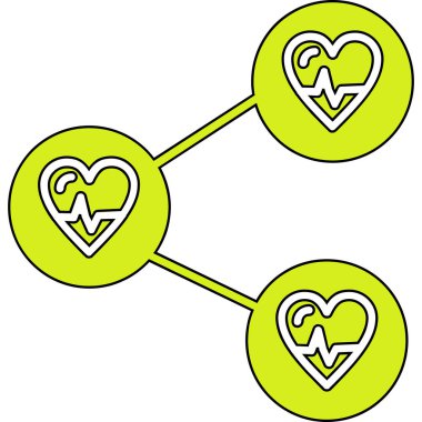 Yeşil kalp ve sarı dairelerin vektör çizimi