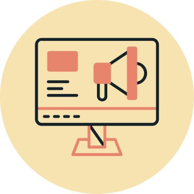 reklam reklam pazarlama simgesi doldurulmuş ana hatları biçiminde