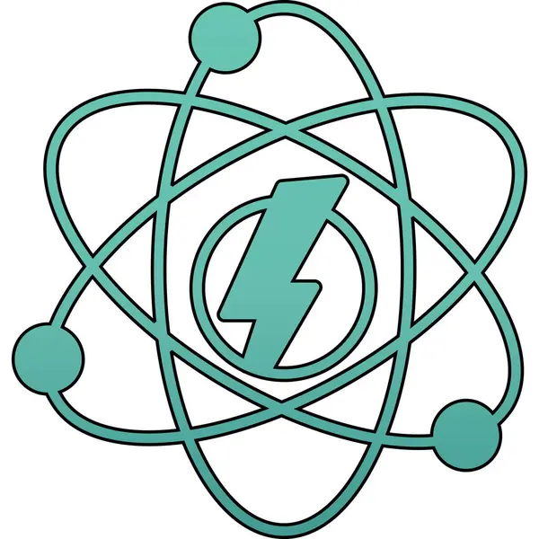 Atom simgesi. Ana hatlı vektör çizimi. Web için bilim simgesi
