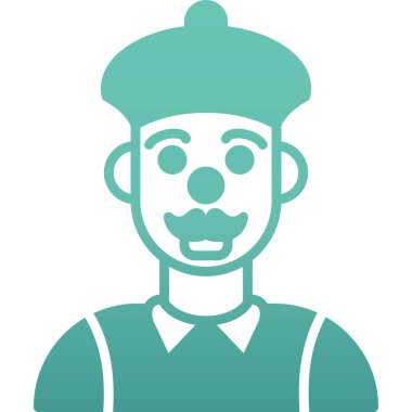 Vektör çizimi. Sakallı palyaço..