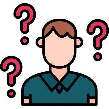 Soru işareti ve baş vektör illüstrasyon tasarımına sahip iş adamı