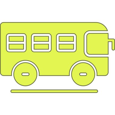 Beyaz arkaplanda yeşil otobüs simgesi izole edildi. Kamu aracı. Otobüs turu tabelası. Turizm, toplu taşıma sembolü. vektör.