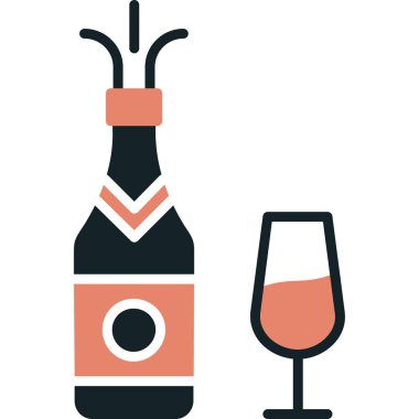 şarap şişesi simgesi, vektör illüstrasyonu