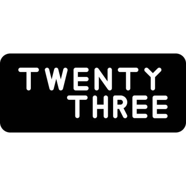 Beyaz arkaplanda 23 yıllık siyah metin