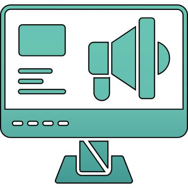 Online video konferans simgesi. Çevrimiçi video konferans vektör simgesi düz renk izole