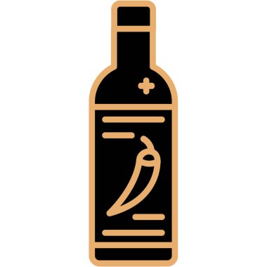 Biber ikonlu şişe. Web için karabiber vektör simgesinin düz çizimi