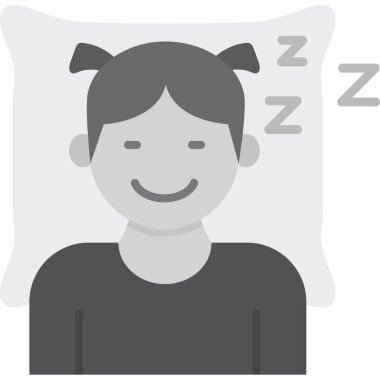 Yatakta uyuyan kız. tek simge. vektör illüstrasyonu