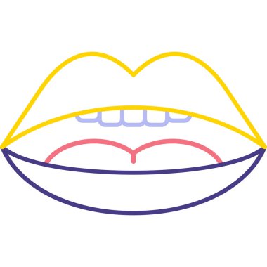 dil ve dudak tasarımlı renk çizgisi ağız, vektör illüstrasyonu