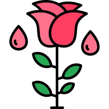 Gül çiçek simgesi. vektör çizim