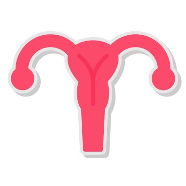 Beyaz arka planda izole edilmiş pembe kadın rahim simgesi. vektör illüstrasyonu.