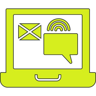 İleti simgesi olan dizüstü bilgisayar