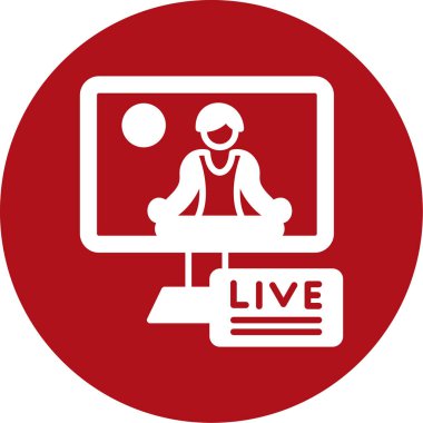 canlı yayın vektör glifinin düz renk simgesi