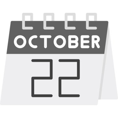 22 Ekim 'li takvim - düz vektör illüstrasyonu