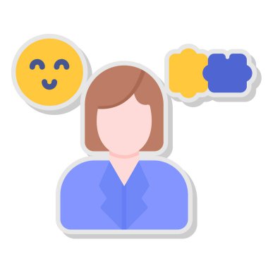 Yüzü olan kadın kullanıcı ve sarı avatar, düz simge