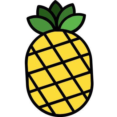 ananas meyvesi simgesi renk ana hatları vektörü