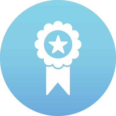 ödül rozeti düz mavi ve gri renkli yuvarlak sembol