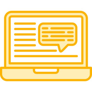 sohbet simgesi, vektör illüstrasyonlu bilgisayar ekranı