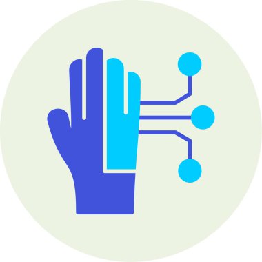 Mavi ikonlu bir el. vektör illüstrasyonu.