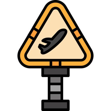 Yol simgesi renk ana hatları vektörü