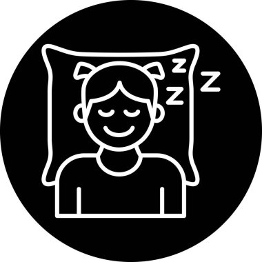 Kız uyku ikonuyla yatıyor. Web için basit bir kız uyku vektörü simgesi çizimi