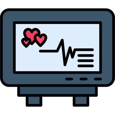 Kalp monitörü ikon vektör çizimi çizimi. bilgisayar monitörü