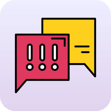 Beyaz arkaplanda metin simgesi olan satır konuşma balonu. Renkli taslak konsepti. vektör.