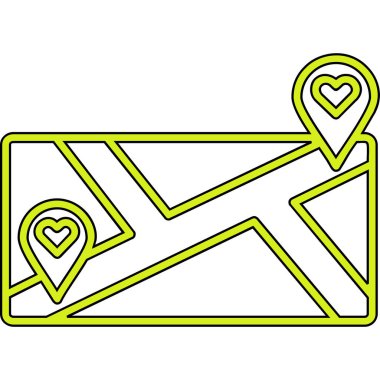 Aşk haritası simgesi. Web tasarımı için vektör simgesinin özet çizimi