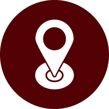 Harita işaretleyici simgesi. Vektör yuvarlak açılı düz ikonik semboldür, kahverengi renk, beyaz arkaplan.