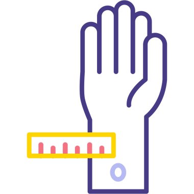 Ölçüm simgesini tutan el. vektör illüstrasyonu