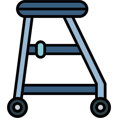 Walker ekipman simgesi renk ana hatları vektörü