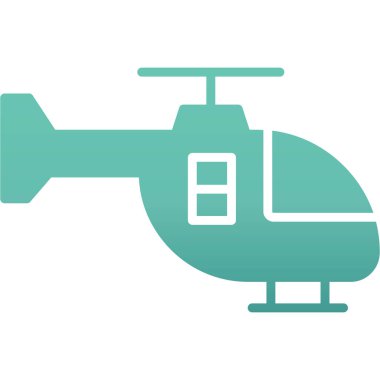 Helikopter vektör simgesi. biçim düz yuvarlak sembol, cyan renk yuvarlak açı.