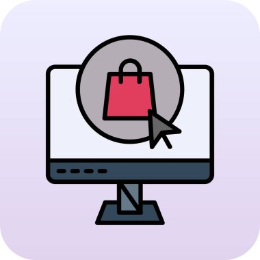 Çevrimiçi renk çizgisi simgesi. Online alışveriş vektörü. Beyaz üzerine izole edilmiş. İnternetten alışveriş. Web sayfası için tanıtım, mobil uygulama, tanıtım.