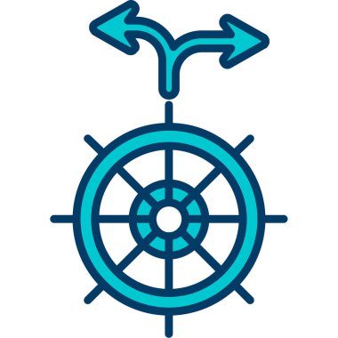 Mavi tekerleğin vektör çizimi ve direksiyonlu çapa