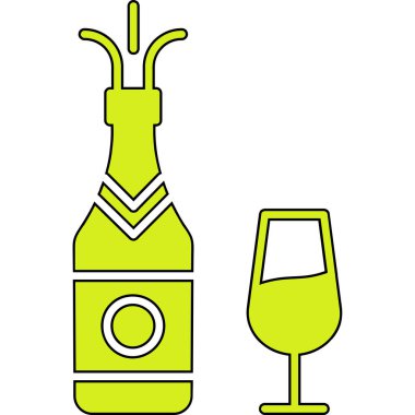 Şarap şişesi ve cam.