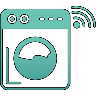 Wi-Fi sembolü çizim tasarımı olan çamaşır makinesi