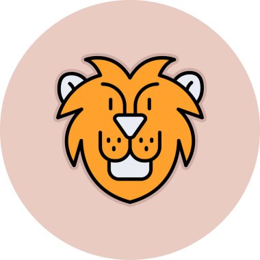 Aslan suratlı ikon. vektör illüstrasyonu