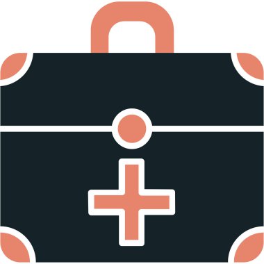 İlk yardım seti simgesi katı biçimli