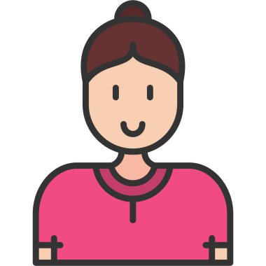 Pembe gömlekli kadın, illüstrasyon, beyaz arka planda vektör..