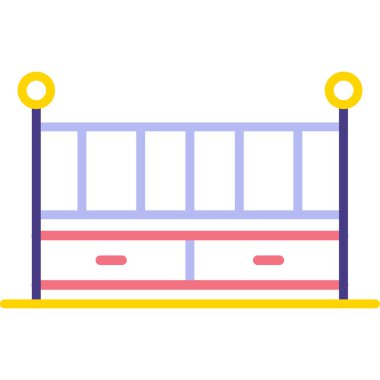 Yatak ikonu vektörü. İnce çizgi işareti. İzole edilmiş kontür sembolü gösterimi